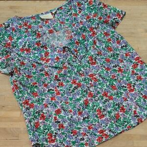 Anthropologie Maeve Floral Blouse Cap Sleeves Size 6